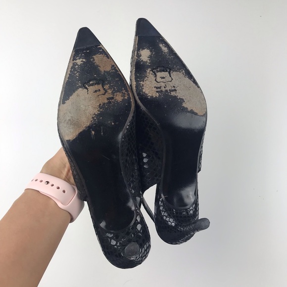 Stuart Weitzman Black Pointy Toe Slingback Pumps - Picture 6 of 7